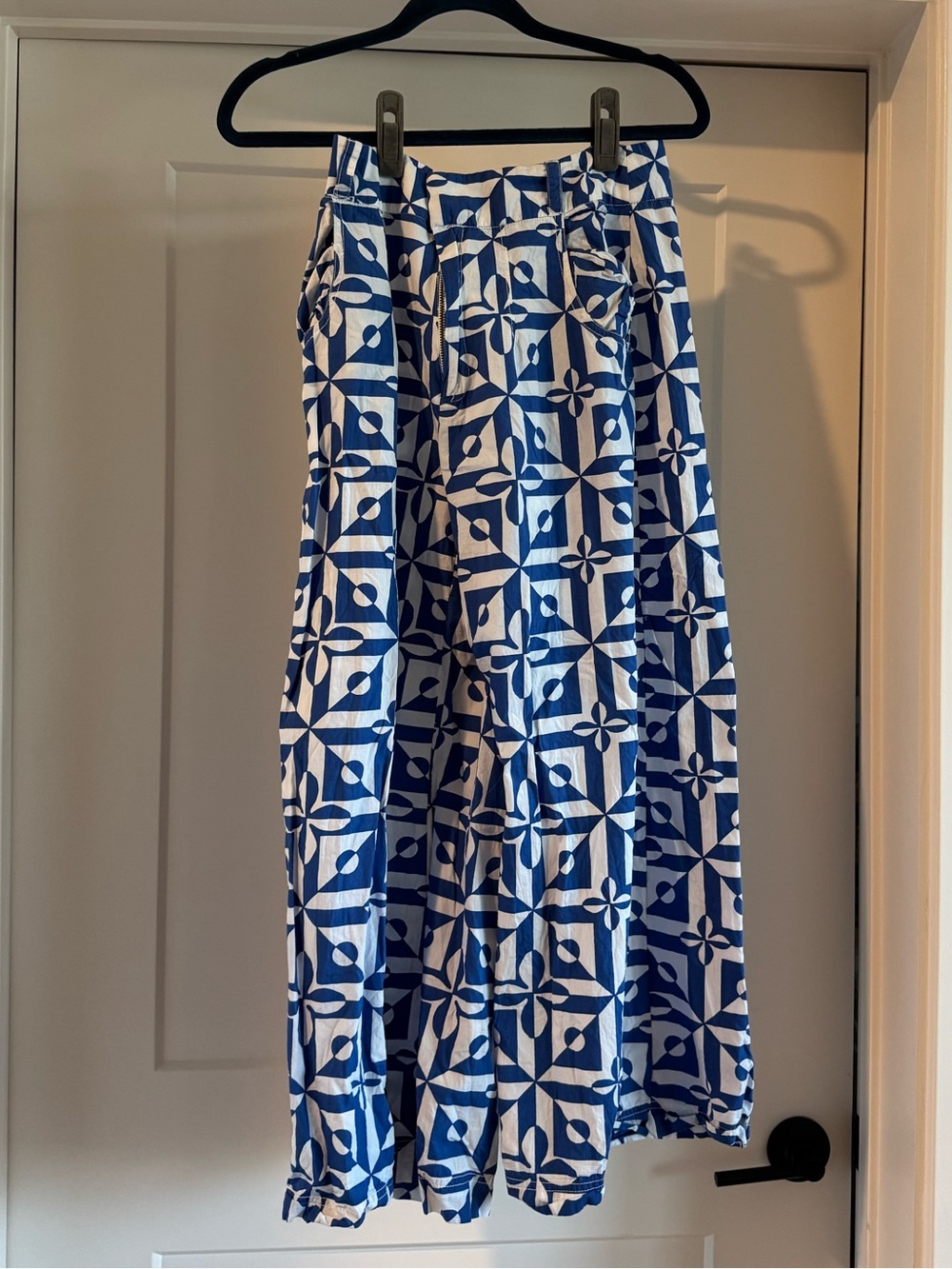 Free People Menorca Cropped Printed Pants in Cobalt